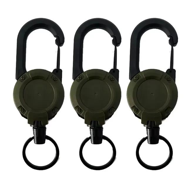 Outdoor Carabiner Hook Backpack expansion Buckle Automatic Retractable Wire Rope Anti-theft Tactical Keychain camping Tools