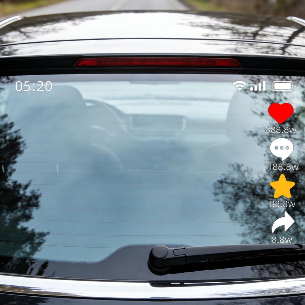 Car Phone Status Bar Stickers - Funny Social Media Like & Follow Decals For Rear Window/ Sunroof