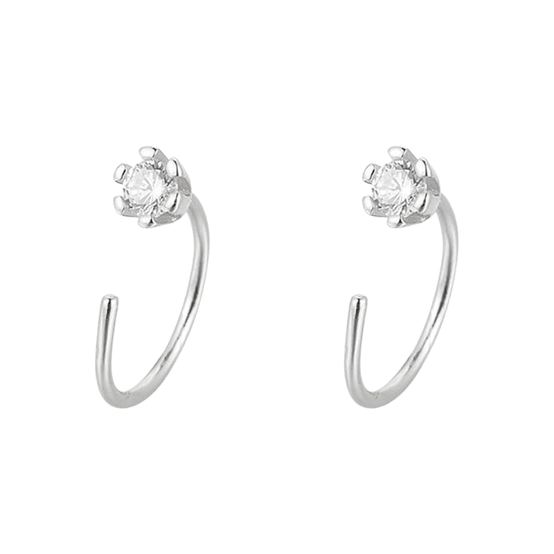 

Moonstan earrings ladies hook earrings Popularity S925 Compatible with metal allergies gold silver Leave it on simple Sparkling small grain (Silver)