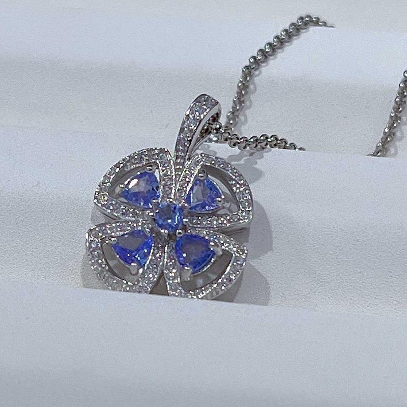 Sace Gems Collar con colgante de tanzanita natural de 4 mm en plata de ley 925 para mujer. Dos maneras de lucirlo. Joyería fina para cumpleaños.