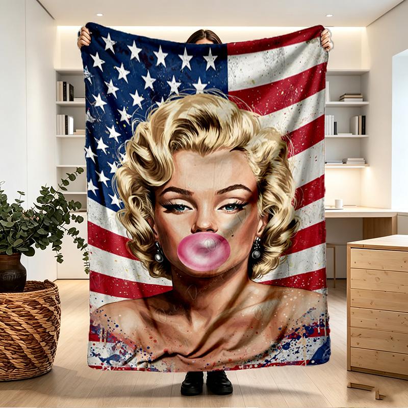 Deka s potiskem Marilyn Monroe - Měkká a pohodlná, do ložnice, na cesty, na pohovku, pro domácí dekoraci - Dárek k narozeninám, Vánocům pro kamaráda