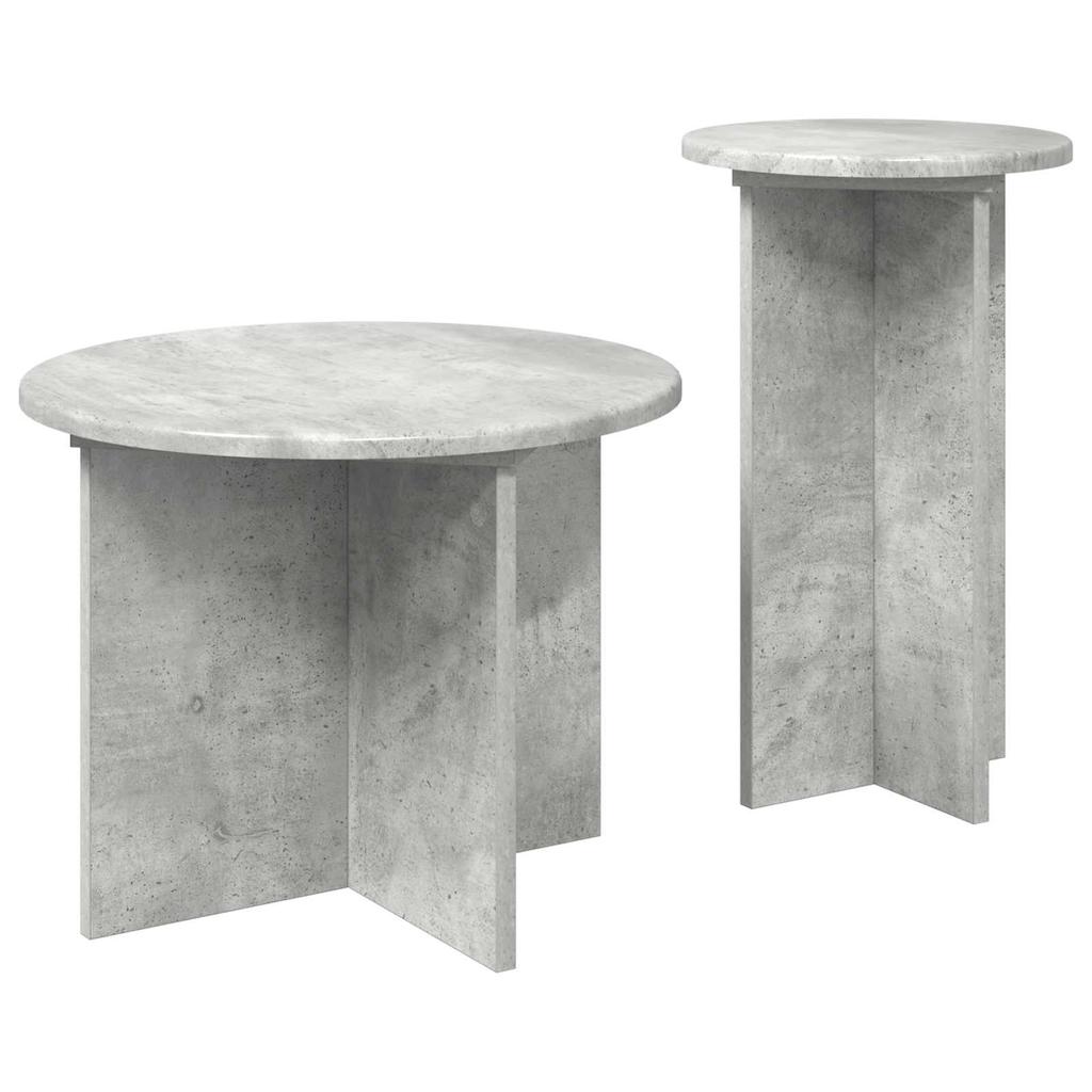 Side Table Set with Storage 2 pcs Concrete Grey Wood Based Material