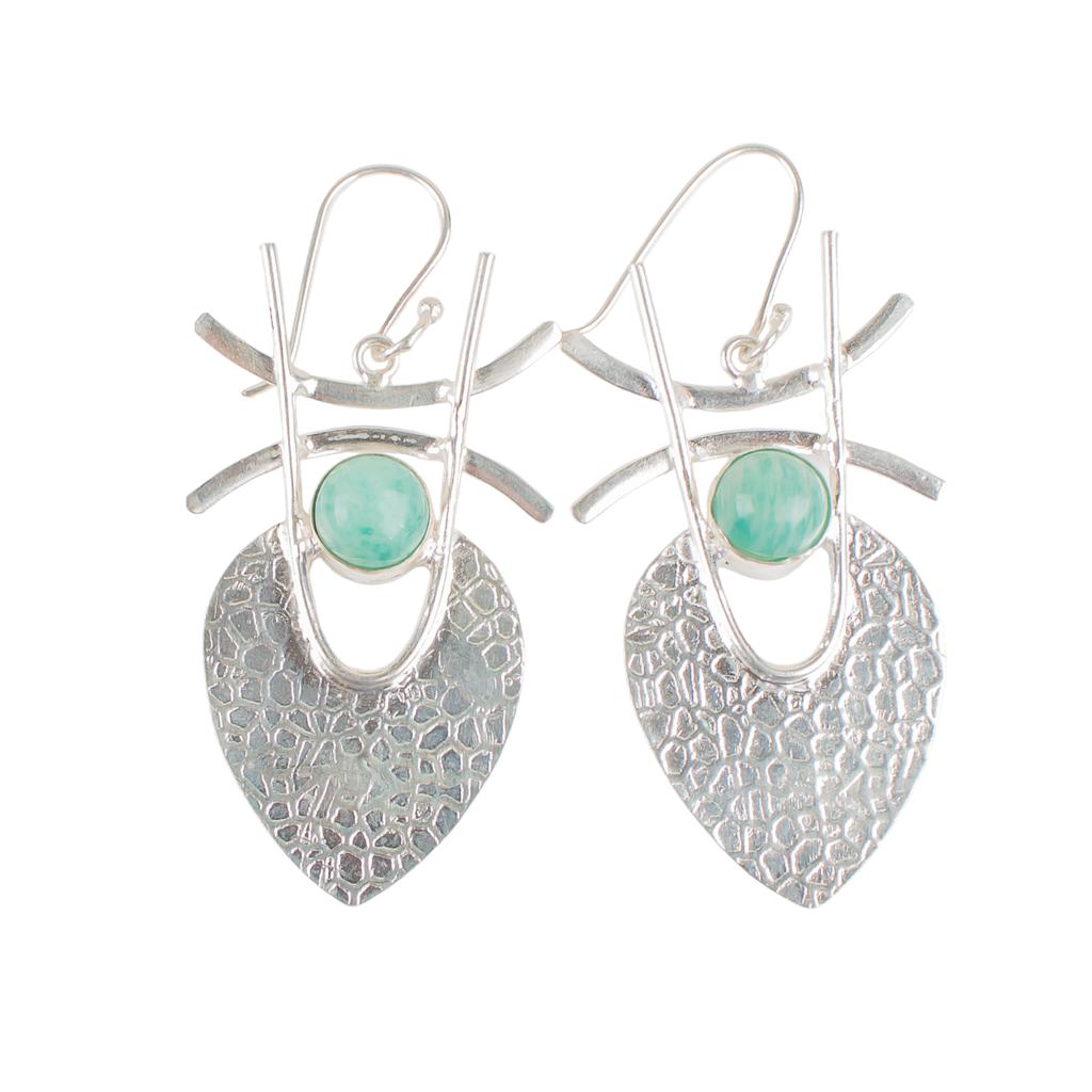 Natural Amazonite Gemstone 925 Sterling Silver Jewelry Handmade Earrings 1.78" EE-64-23