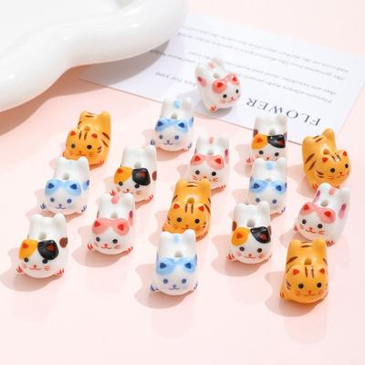 Makeing Bracelet Ginger Cat Beads Cat Fortune Cat Loose Spacer Beads  Jewelry Making