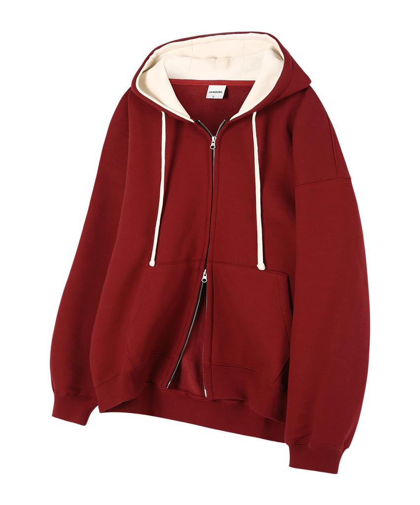 Gainsboro 2Way Signature 1 Zip-Up Hoodie_Burgundy