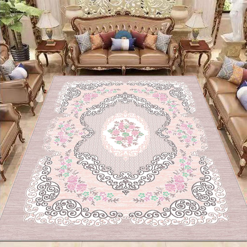 European Style Carpet for Living Room Home Decoration Luxury Large Rugs Bedroom Bedside Non-slip Mats Lint-free Easy Clean Rug