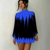 Women's 3D Gradient Brushstroke Print Mock Neck Long Sleeve Dress, Raglan Sleeve Fake Two Piece Mini Dress