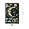 Metal Tin Sign Love Moon and Back Vintage Wall Art Decor Waterproof Pre Drilled Holes