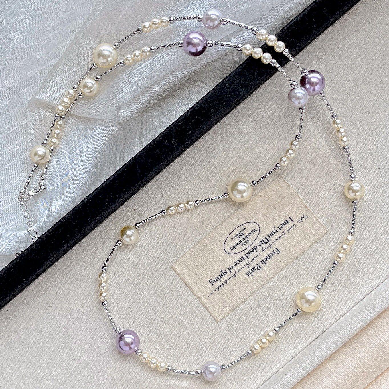 Ветер Ретро Высокое Качество Нежный Манта Роза Шицзя Жемчуг Свитер Цепочка Ожерелье Ключичная Цепочка