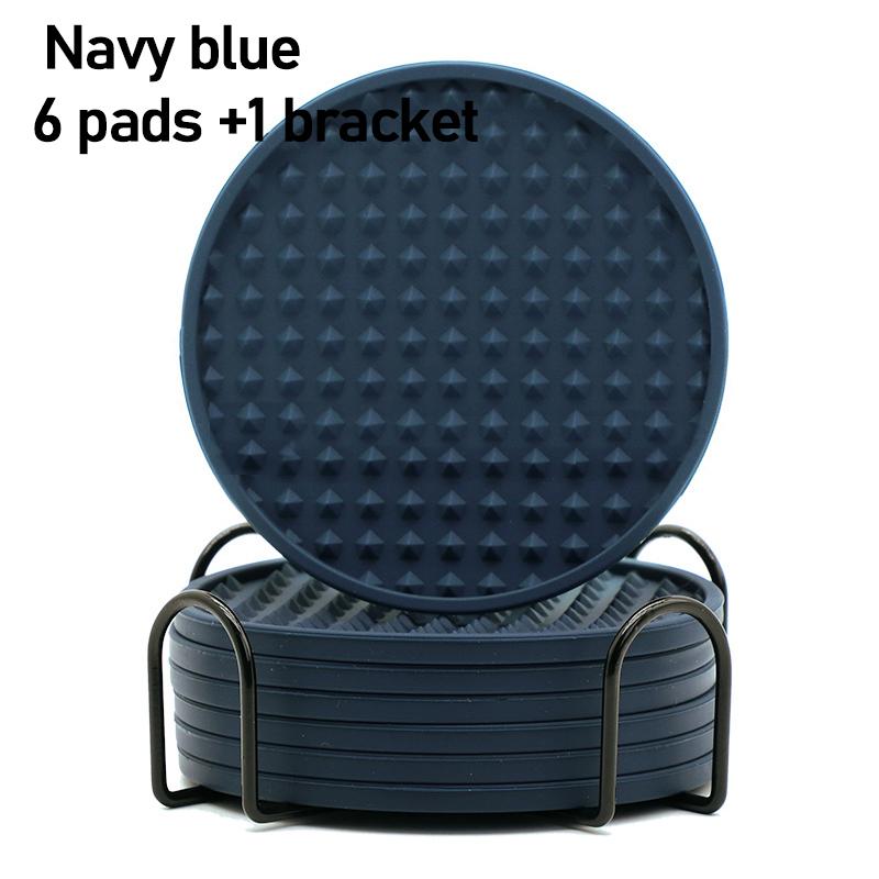 6pcs Silicone Coasters Round Heat Resistant Rubber Tea Cup Mat Drink Coffee Mug Glass Beverage Holder Pad Decor Table Mat 10cm