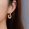 INS French Retro Two-in-one Plated 18K Stainless Steel Earrings Women's Trend Temperament Ear Jewelry Vacation Style