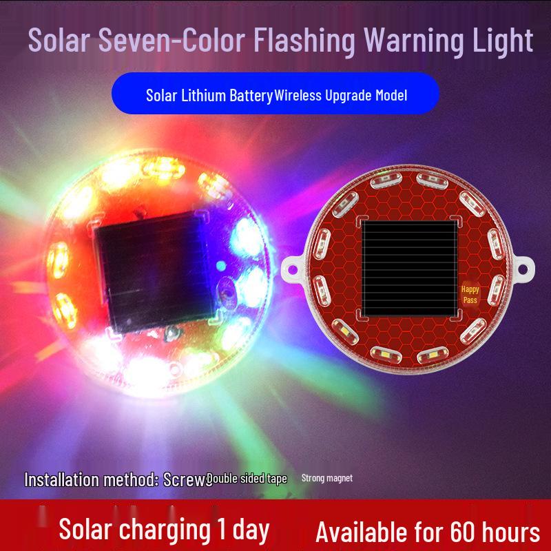 Solar-Powered LED Warning Lights for Cars/Motorcycles - No Wiring Needed