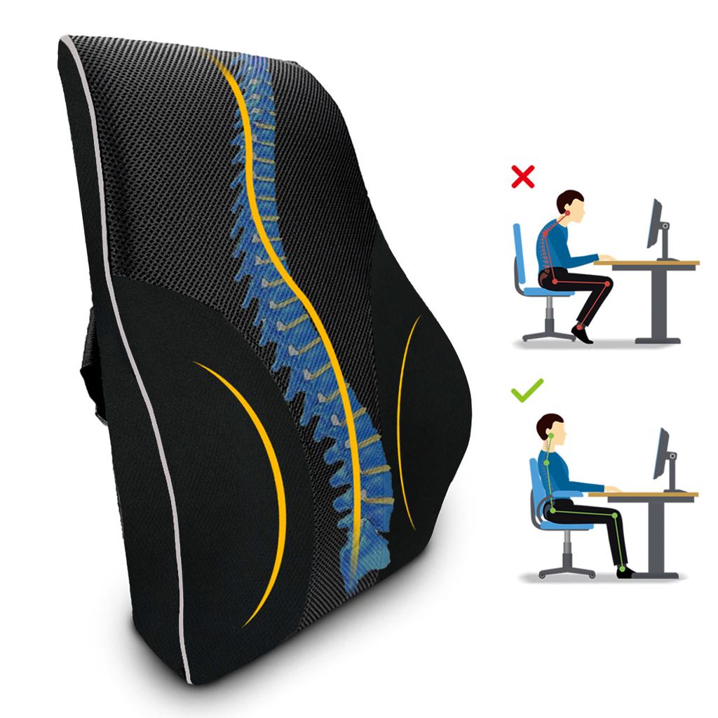 Foldable Slow Rebound Ergonomic Memory Foam Lumbar Pillow Back Support Cushion Waist Pillow for Cars Office Chair