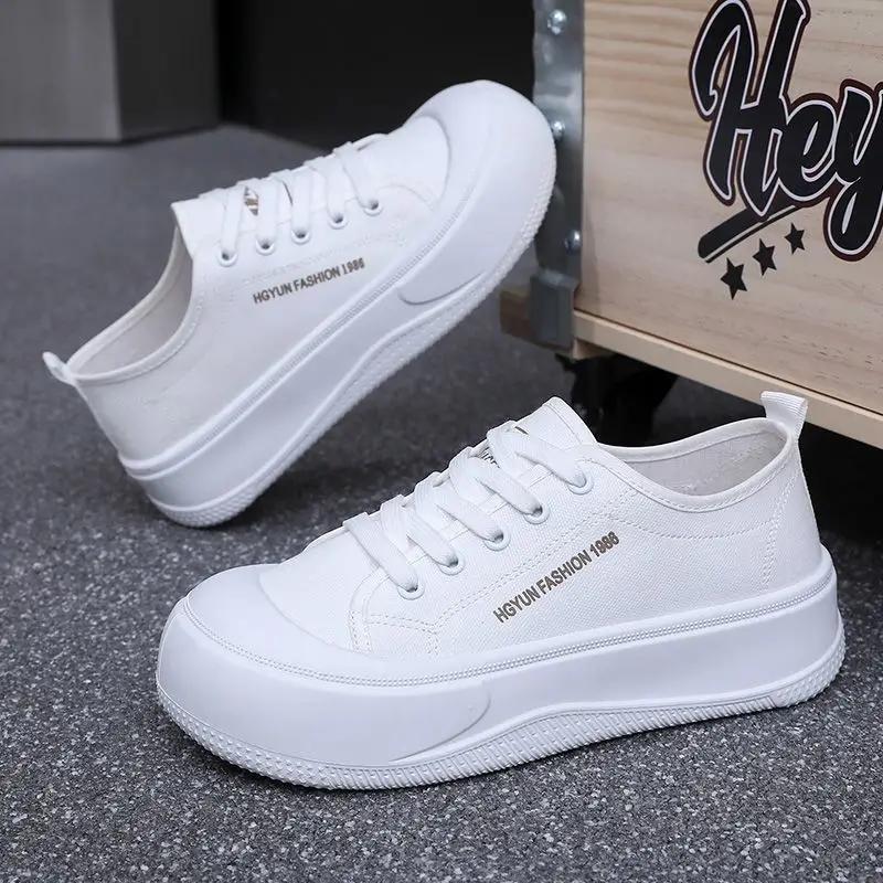 Spring Autumn Women's Canvas Shoes On Sale Walking Korean Trends 2025 Fashion High Quality Daily Routine Casual Ladies Footwear