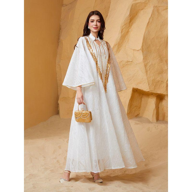 Middle East Evening dress Arab Dubai Dress Robe Mesh Embroidery Sequins Women clothes Tassel Dress Dress