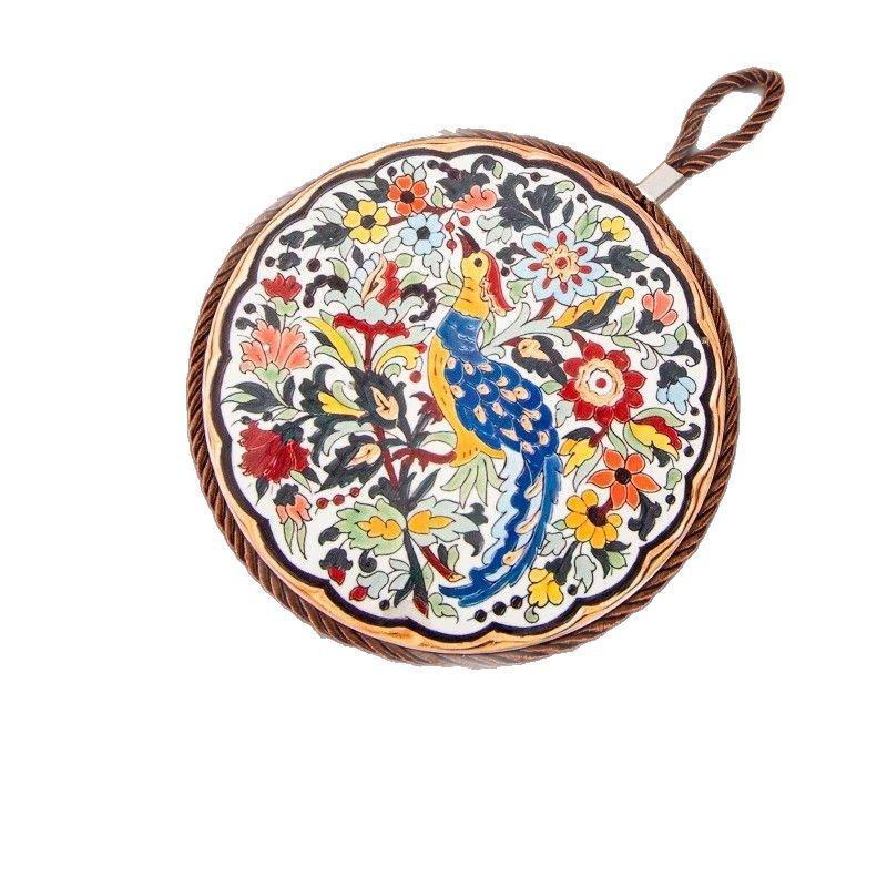 Retro Ceramic Enamel Pot Mat: High-Temperature Resistant, Anti-Scald, Non-Slip Placemat for Dining Tables