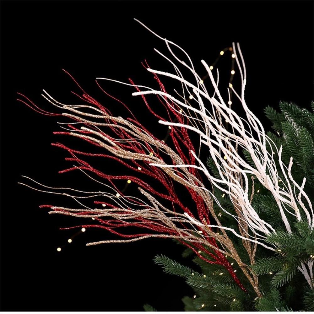 Glitter Branches Christmas Tree Pendant DIY Shiny Christmas Ornament Handmade Creative Christmas Cypress Leaf Christmas Decor