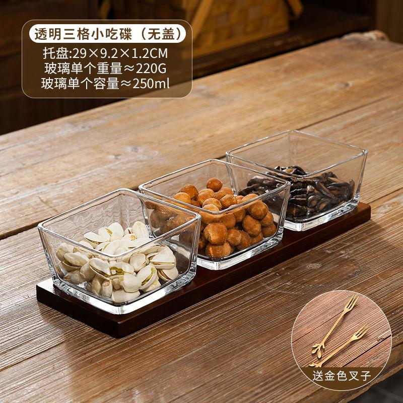 Japanese Style Vintage Divided Fruit Bowl with Lid Home Living Room Nuts Candy Biscuit Storage Bowl Square Fruit Tray Home Decor