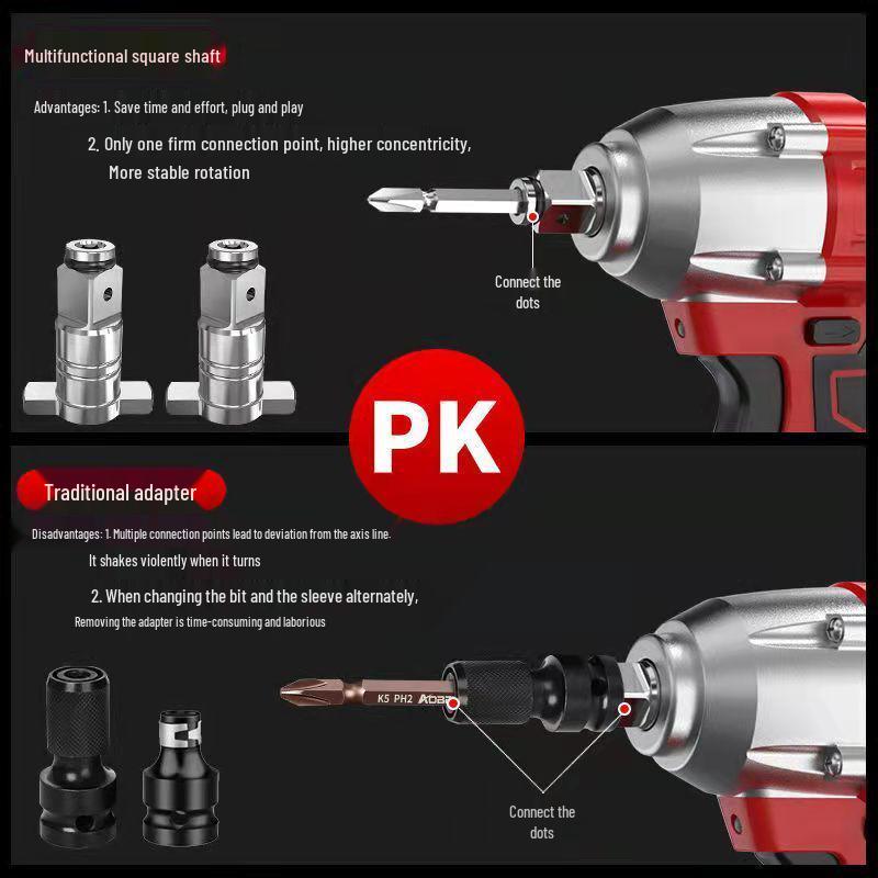 Dayi Electric Wrench Conversion Head: Strong Magnetic Multi-Purpose Square & Drill Bit.