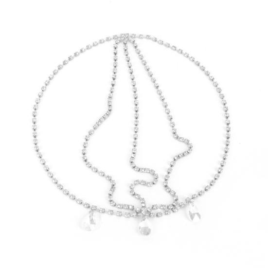 

Женская цепочка на лоб со стразами, цепочка на голову, цепочка для волос, ювелирный головной убор, реквизит для свадебной фотосессии, аксессуары для волос для выпускного вечера серебряный