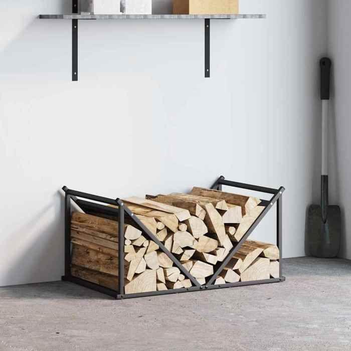 VidaXL Portant de bois chauffage noir 70x43x34,5 cm, support à bûches de cheminée, support à bûches, support à bûches, 864173
