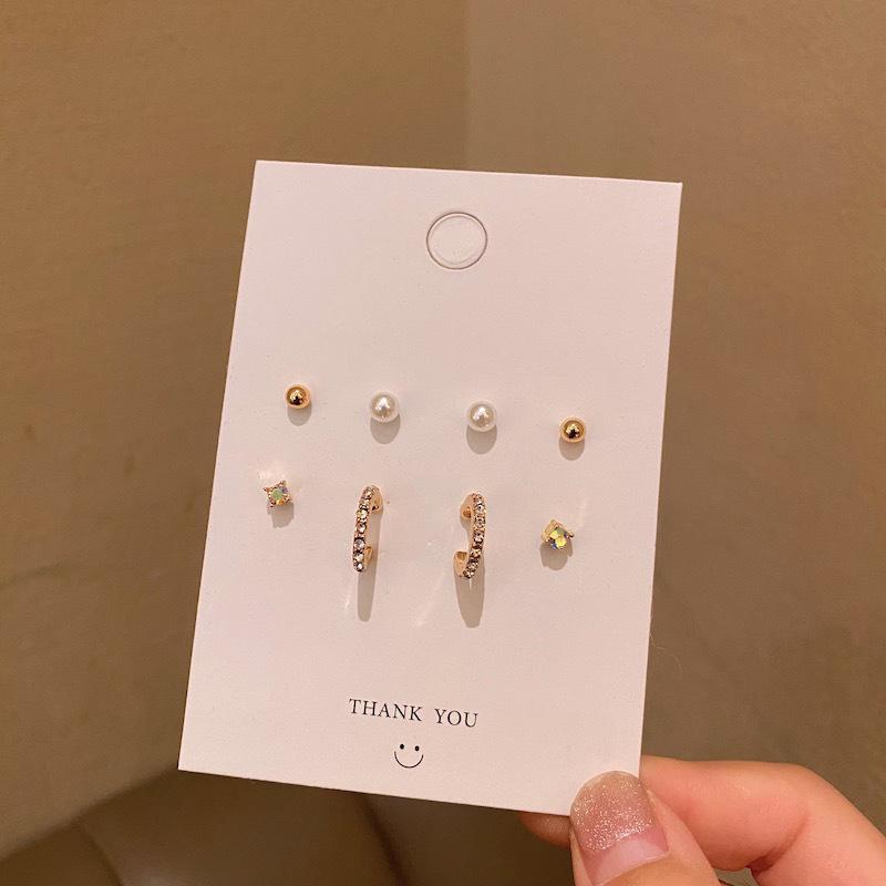 1Set  Delicate Pearl Stud Earring Set Simple Cute Korean Style Small Stud Earring For Women Girls Party Jewelry Gift