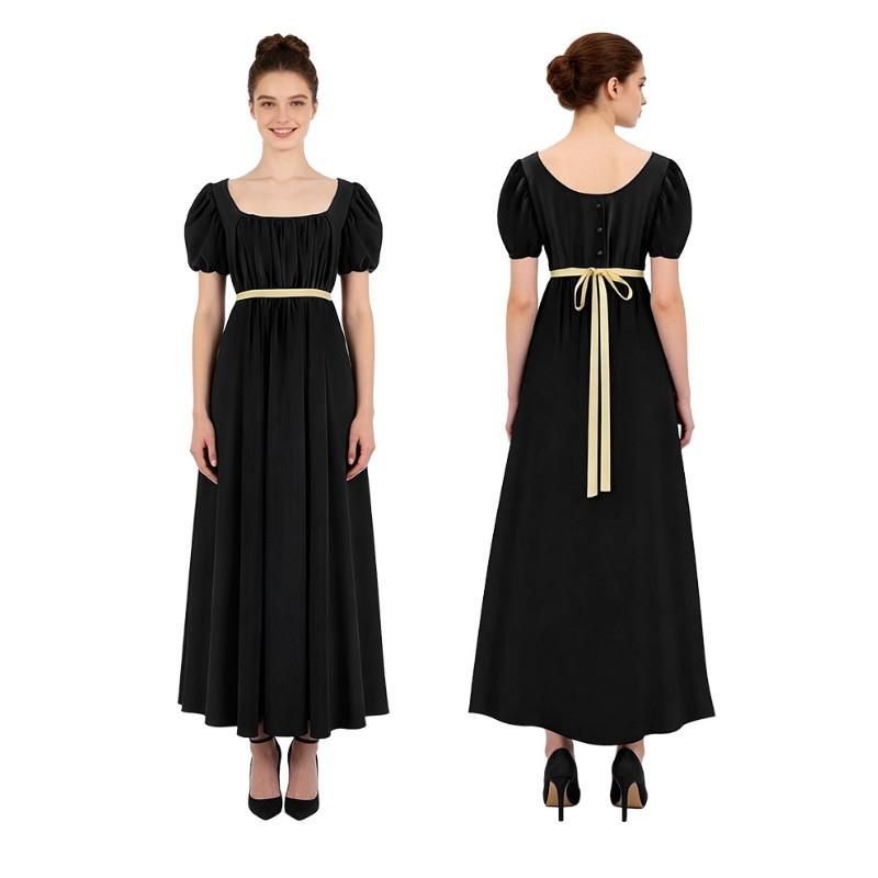 

New Cos Dress - Vintage Regency Gown - High-waisted Ball Gown - Tea Dress 3XL чорний
