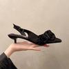 Women Pumps Sexy Flower Pointed Toe Mules Shoes Fashion Thin Heeled Low Heeled Shoes Buckle Strap  Elegant Banquet Prom Sandals