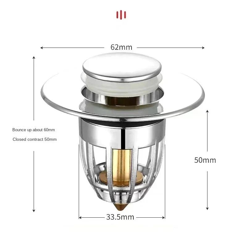 Drain Stopper Pop-Up Bounce Core Basin Drain Filter Valve Hair Catcher Shower Sink Strainer Bath Stopper Bathroom Drain Cover