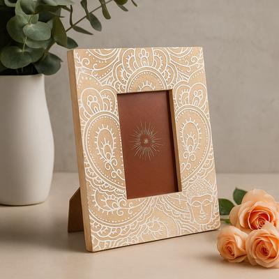 Picture Frame Mango Wood 10x15cm Buddha White