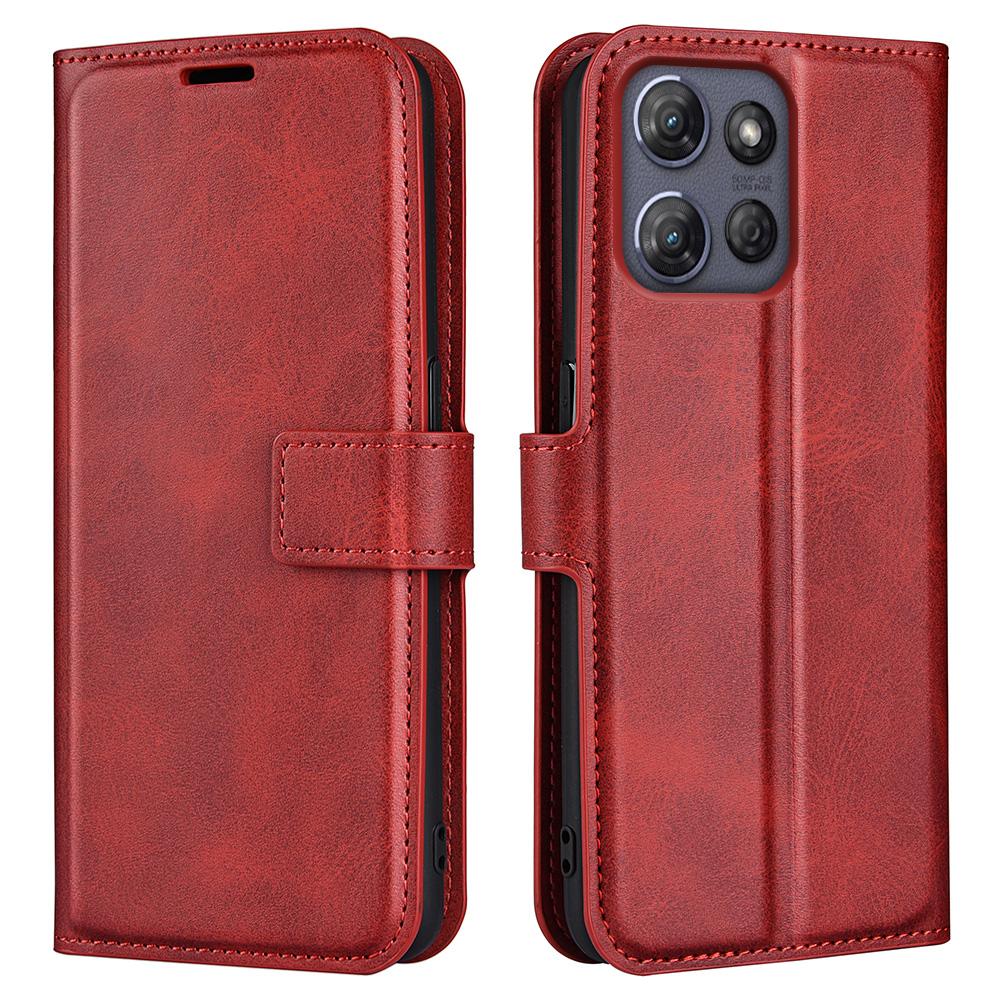 Pro Motorola Moto G Power (2025) Pouzdro s podstavcem proti poškrábání, kožený kryt na telefon s texturou teletiny