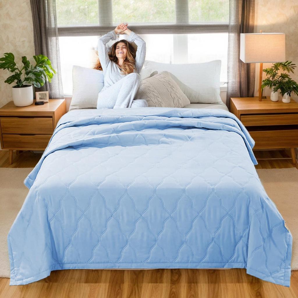 Kühlende Decke fürs Bett, seidige Klimadecke, leichte gekühlte Sommerdecke mit doppelseitigem kaltem und kühlendem Stoff