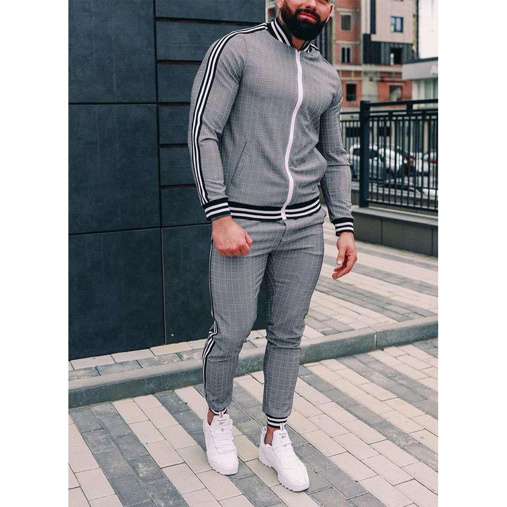 Men's Suit Casual Men's Clothing European and American Fashion Brand Large Size Sportswear Two-piece Set