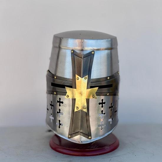 

Templar Knight Helmet: Brass Cross, Medieval Replica, Cosplay Armor