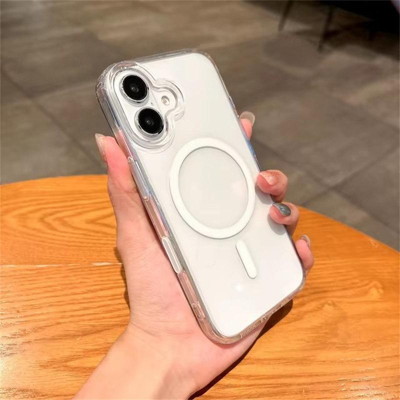 

HD прозрачный акриловый магнитный чехол для iPhone 16 Pro Max Plus для беспроводной зарядки Magsafe с кнопкой управления камерой, защита iPhone 16