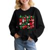 Kids' Fashion Loose-Fit Casual Long-Sleeve Christmas Print Oversized Crewneck Sweatshirt