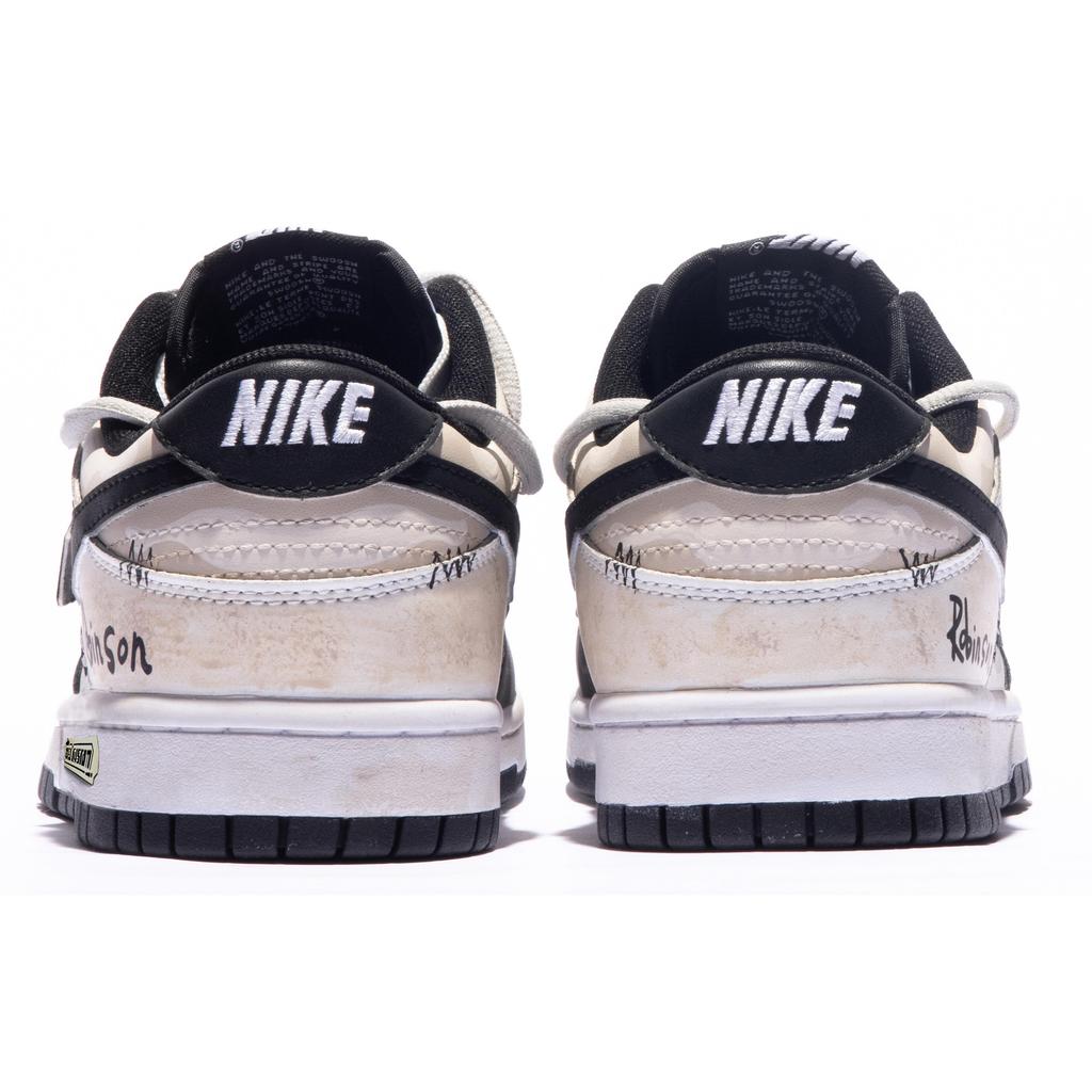 Nike Dunk Leather Slip Resistant Abrasion Resistant Low Top Skateboard Shoes Men's Beige White Black DD1391-100(TeamM-S-BOX)