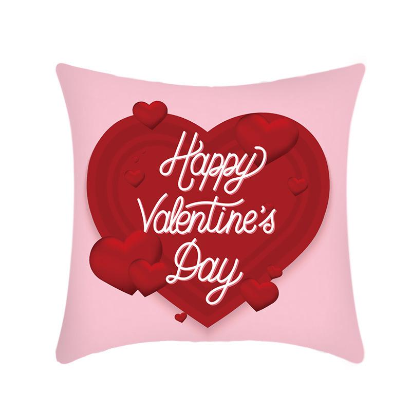 New Valentine's Day Pillow Linen Short Plush Car Pillow Red Love Pillow Cover Bed Cushion