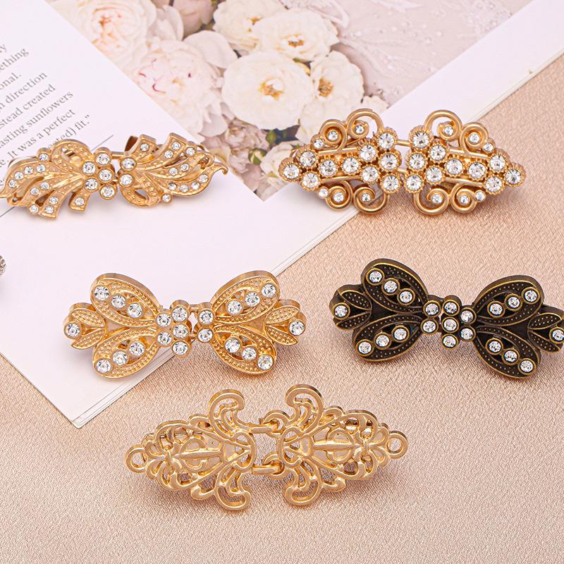 Hollow Metal Clasp for Qipao/Hanfu Collar, Frog Button for Coats & Scarves