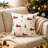 Christmas Cottage Cushion Cover Cover, Red Snowy House Pillowcase, Decorative Holiday Gift for Home Decor Throw Pillow Case Sofa Couch Farmhouse