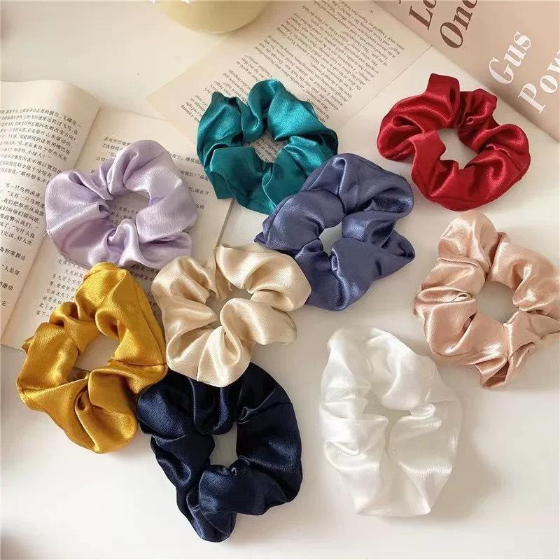 30pcs Macaron Pastel Scrunchies Set, Pink Yellow Green Blue Purple Cream White Hair Ties for Graduation Holiday Wedding Birthday