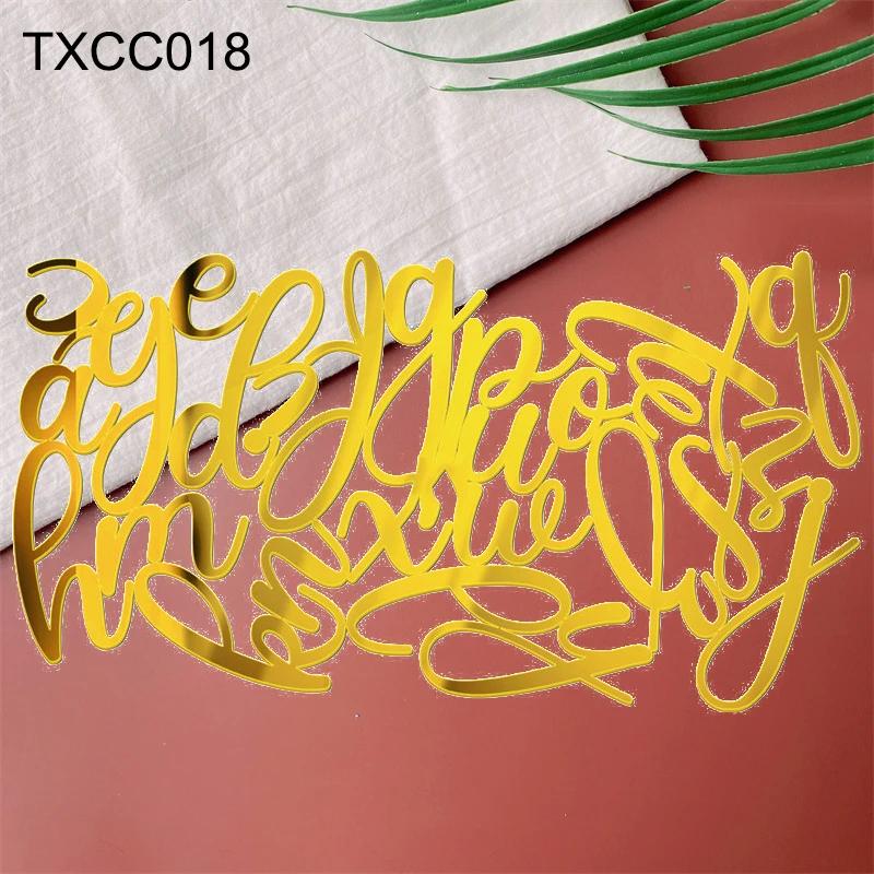 Decor Acrilic Oglindă Aurie pentru Tort La Mulți Ani Alfabet Englez Număr Roman Nuntă Petrecere Topper Tort Insert Cupcake Steag