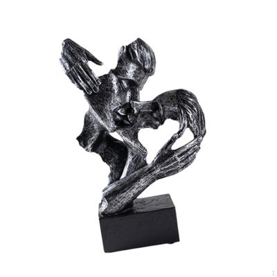 Abstract Art Couple Sculpture Couples Kiss Tabletop Centerpiece Kissing Lover Statue for