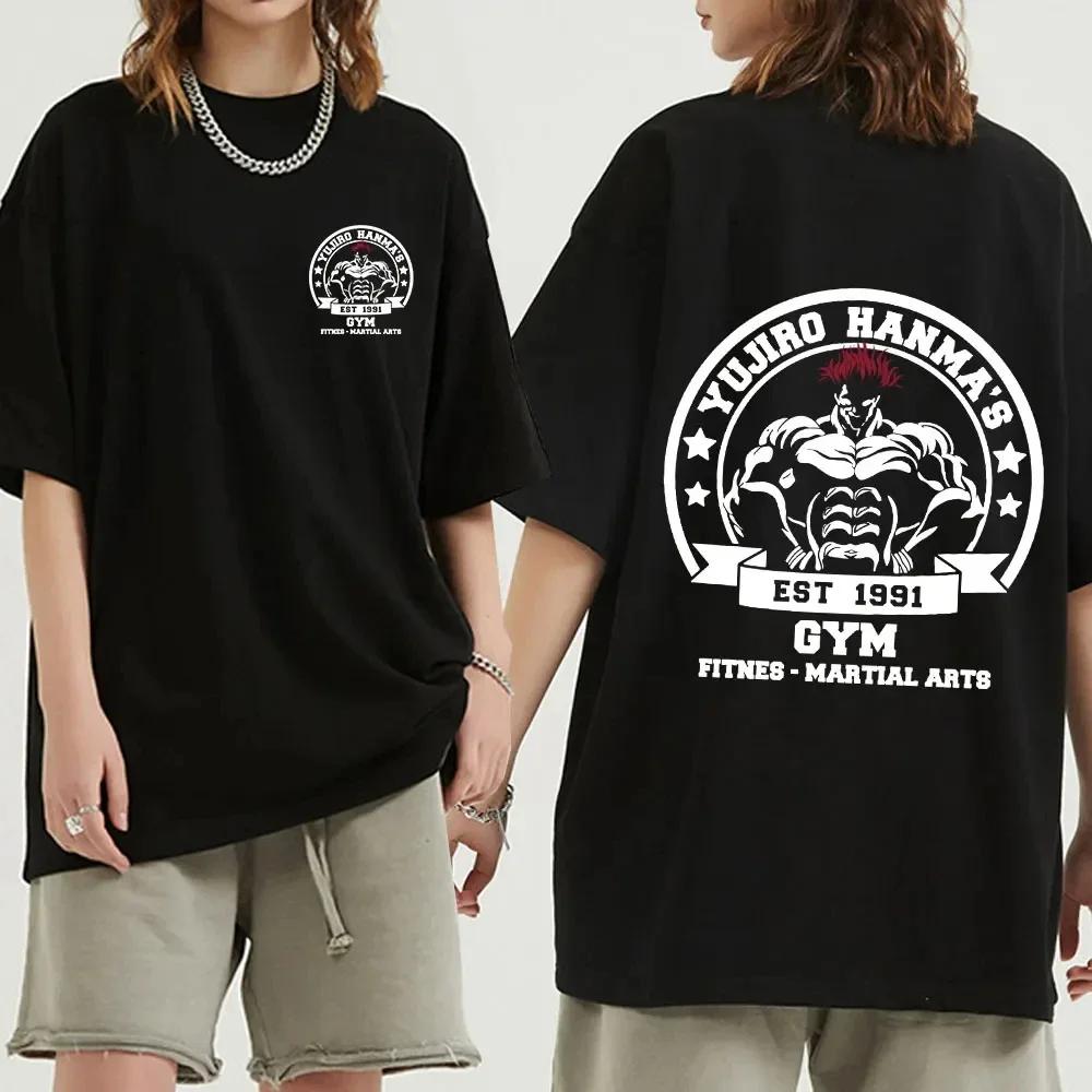 Anime Baki The Grappler T Shirt Yujiro Hanma Gym Short Sleevet T-shirts Men's 100% Cotton Casual Tee Shirt Streetwear Y2k