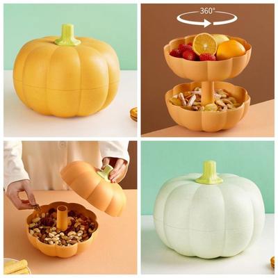 Dustproof Pumpkin Snack Holder Double Layer Serving Container Daily Use