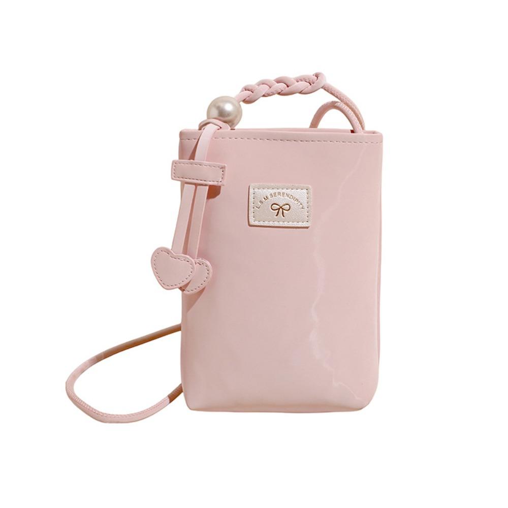 

Solid Color Mini Crossbody Bag PU Leather Single Shoulder Bag Fashion Small Square Bag Outdoor рожевий