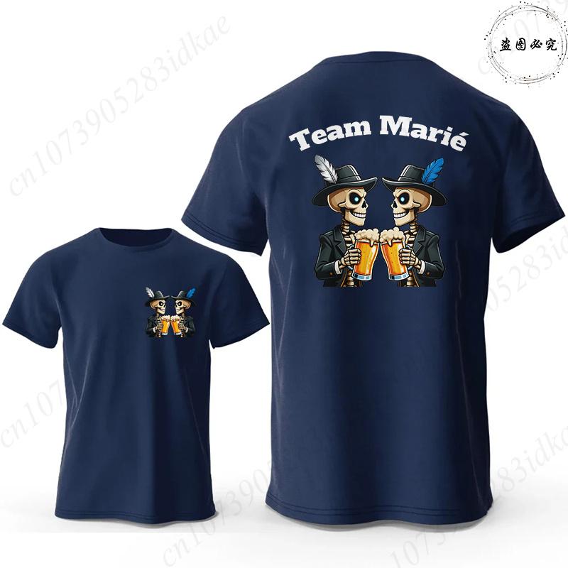 Französische Herren EVG Team Team Marié Passende T-Shirts Junggesellenabschied Bräutigam Squad Totenkopf Bier Toast Grafik Passende Freizeit-T-Shirts