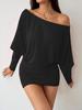 2026 Fall/Winter European & American Style One-Shoulder Batwing Sleeve Sexy Hip-Hugging Skirt