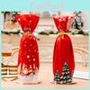 Christmas Tree Themed Red Snowflake Wine Bottle Protector With Soft Fabric For Celebration Decor