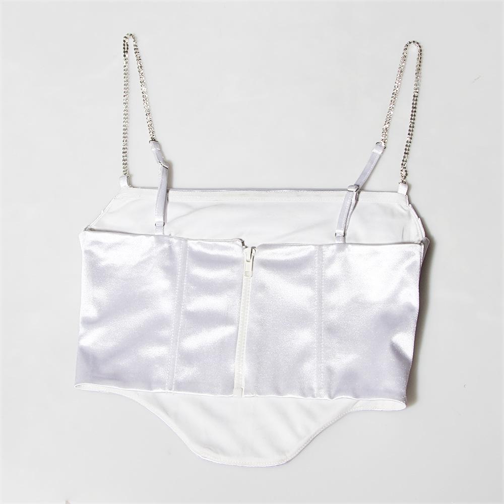 Diamond Chain Sling Female Slim Solid Color Corset Sexy Sleeveless Vest Top Female In Europe and America